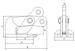 UCHWYT DO PRZENOSZENIA BLACH W POZIOMIE TYP UBPX - WYMIAROWANIE