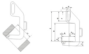 UCHWYT DO PODNOSZENIA KRĘG&Oacute;W TYP UCHŁ - WYMIAR